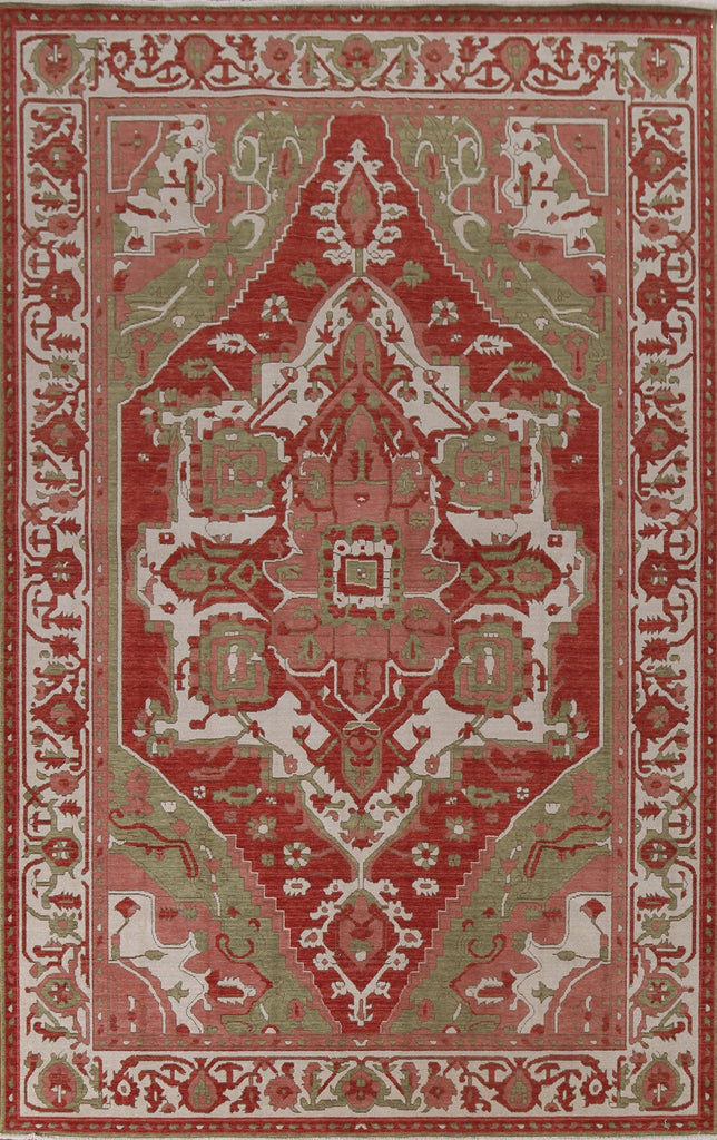 Hand-Knotted Wool Heriz Serapi Turkish Area Rug 7x10