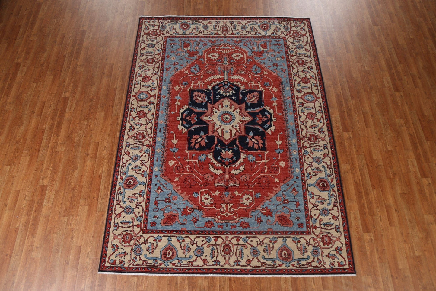 Hand-Knotted Wool Heriz Serapi Oriental Area Rug 7x10