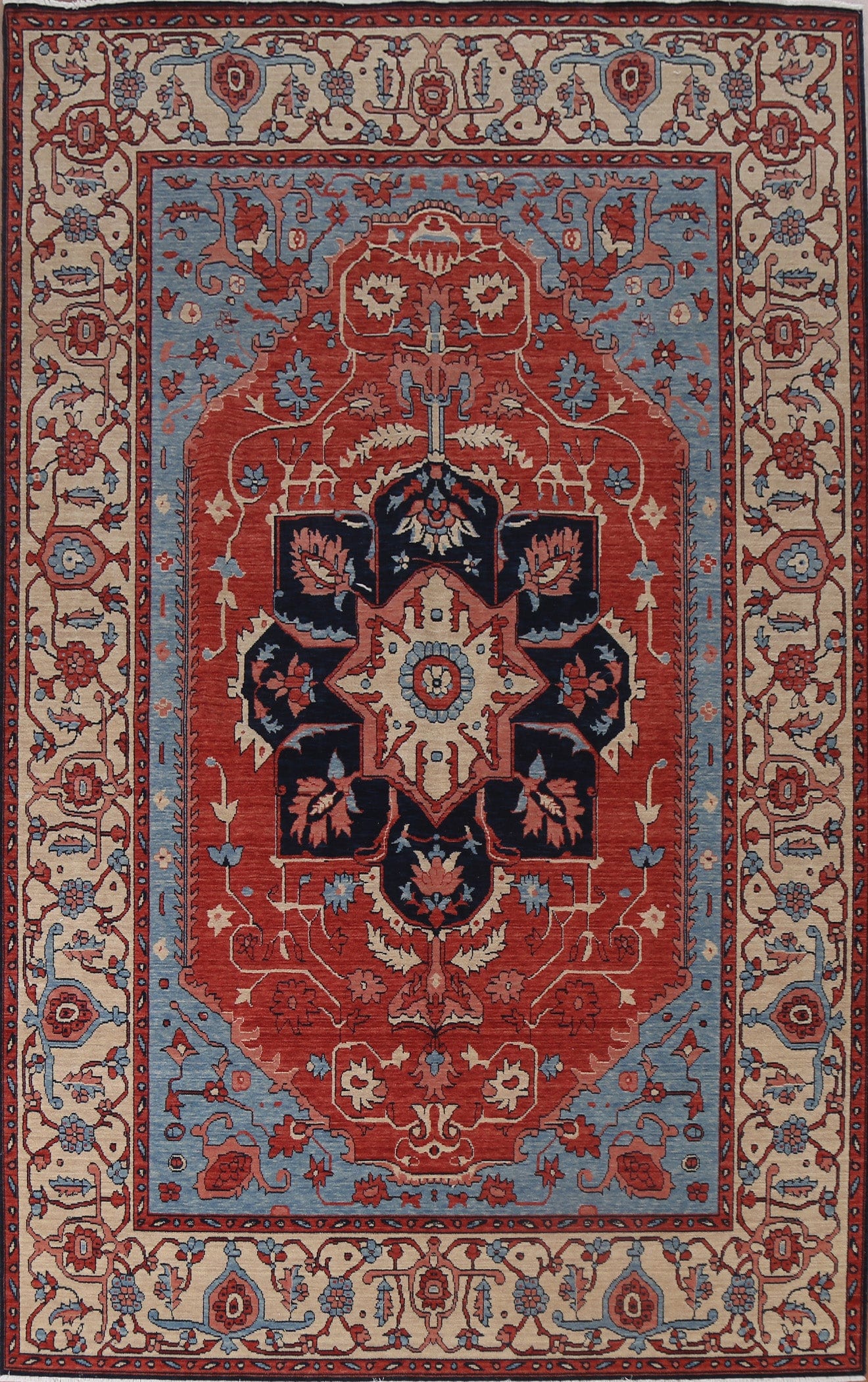 Hand-Knotted Wool Heriz Serapi Oriental Area Rug 7x10