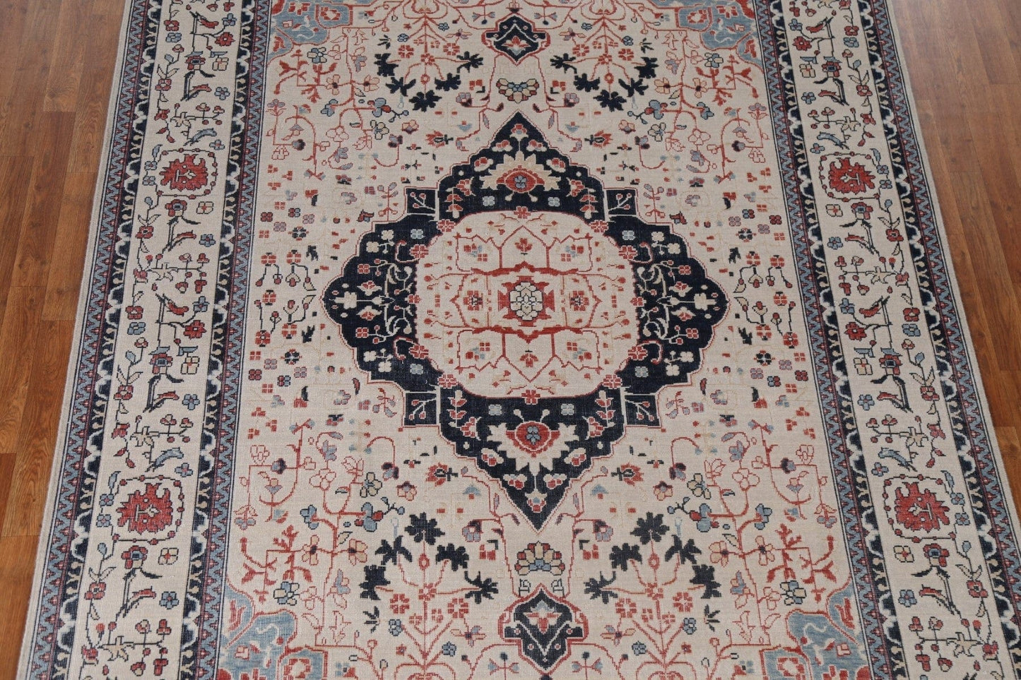 Floral Wool Kashan Mohtasham Turkish Area Rug 7x10