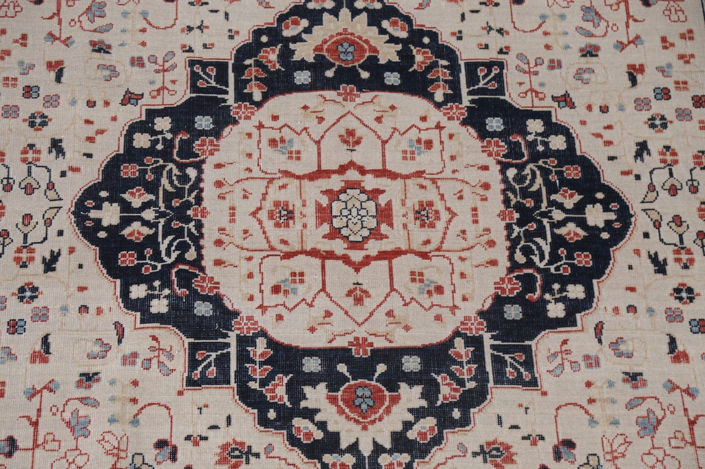 Floral Wool Kashan Mohtasham Turkish Area Rug 7x10