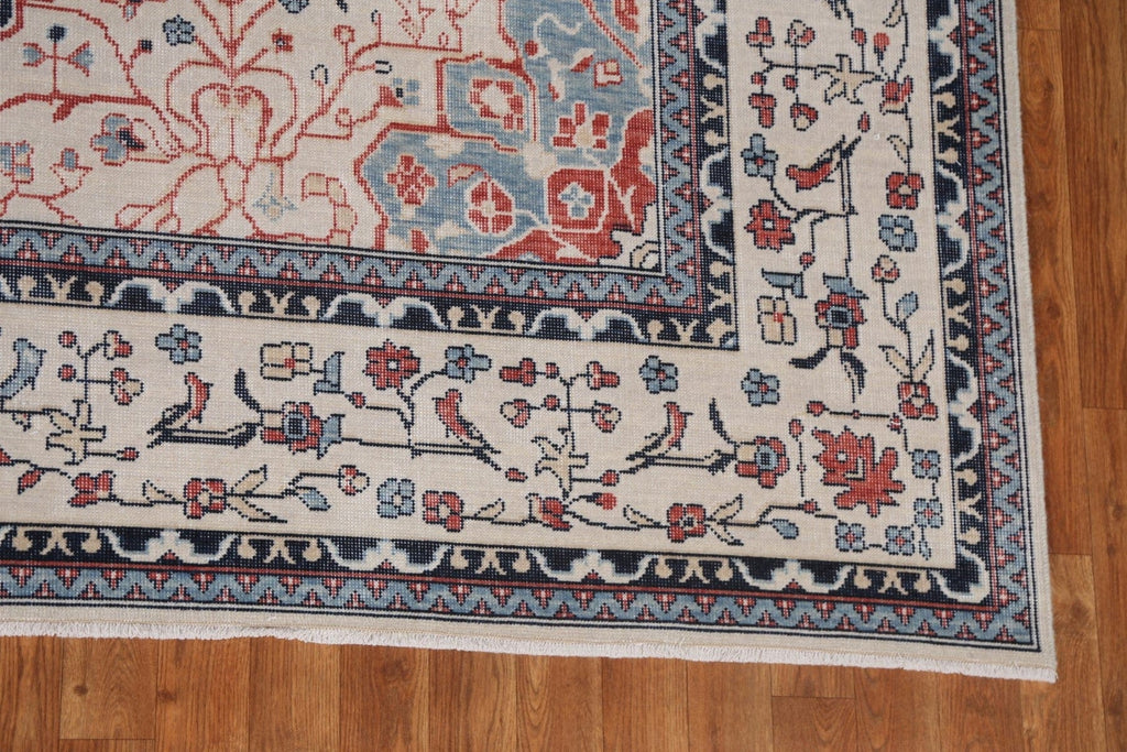 Floral Wool Kashan Mohtasham Turkish Area Rug 7x10