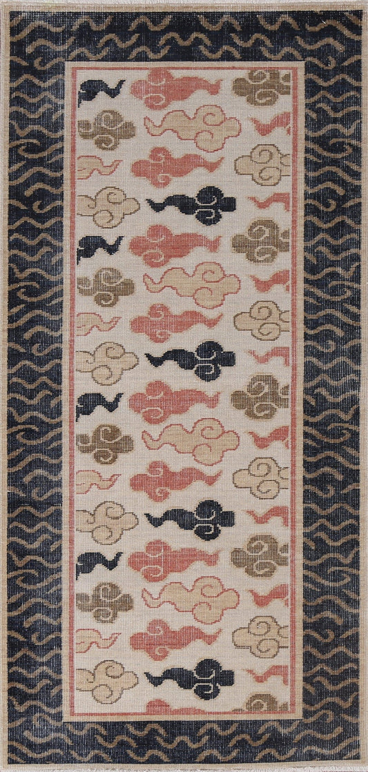 Handmade Art Deco Oriental Wool Rug 2x6