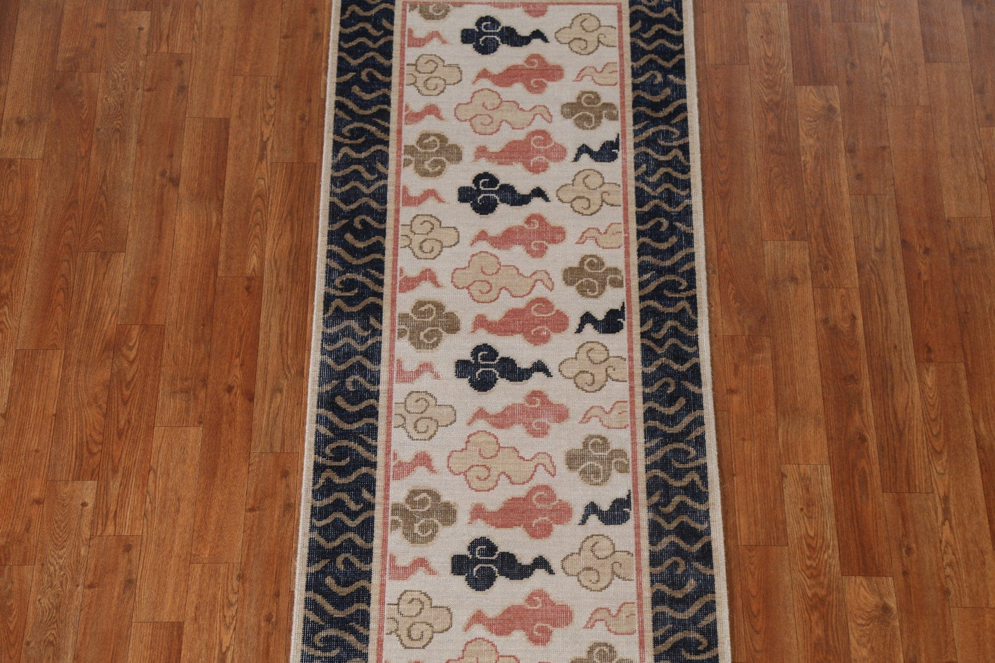 Hand-Knotted Art Deco Turkish Wool Rug 2x6