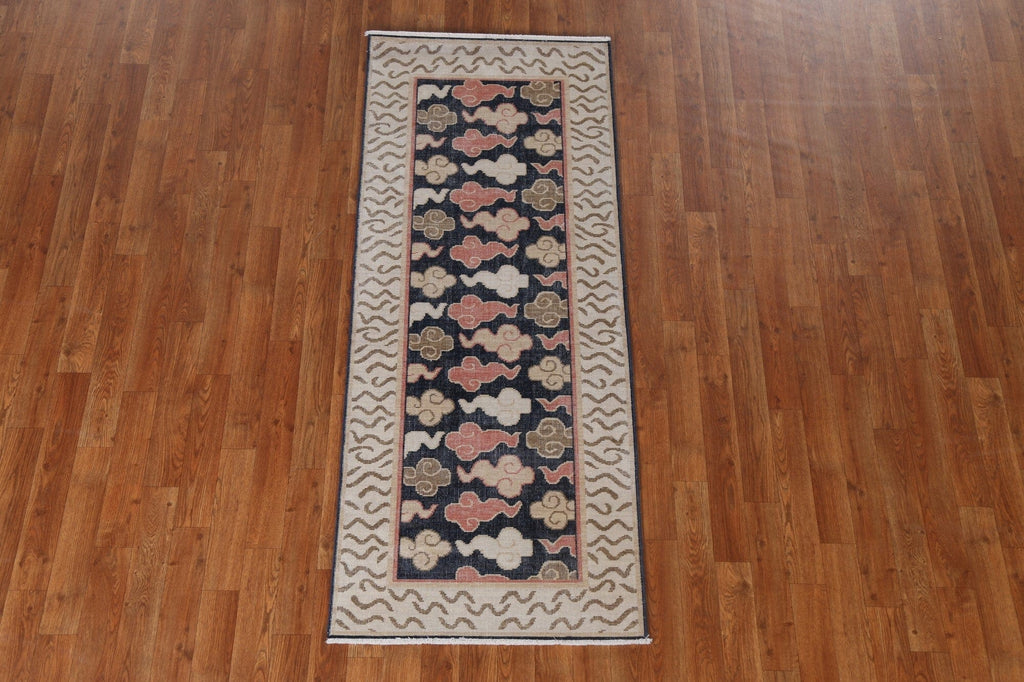 Handmade Art Deco Oriental Runner Rug 2x6