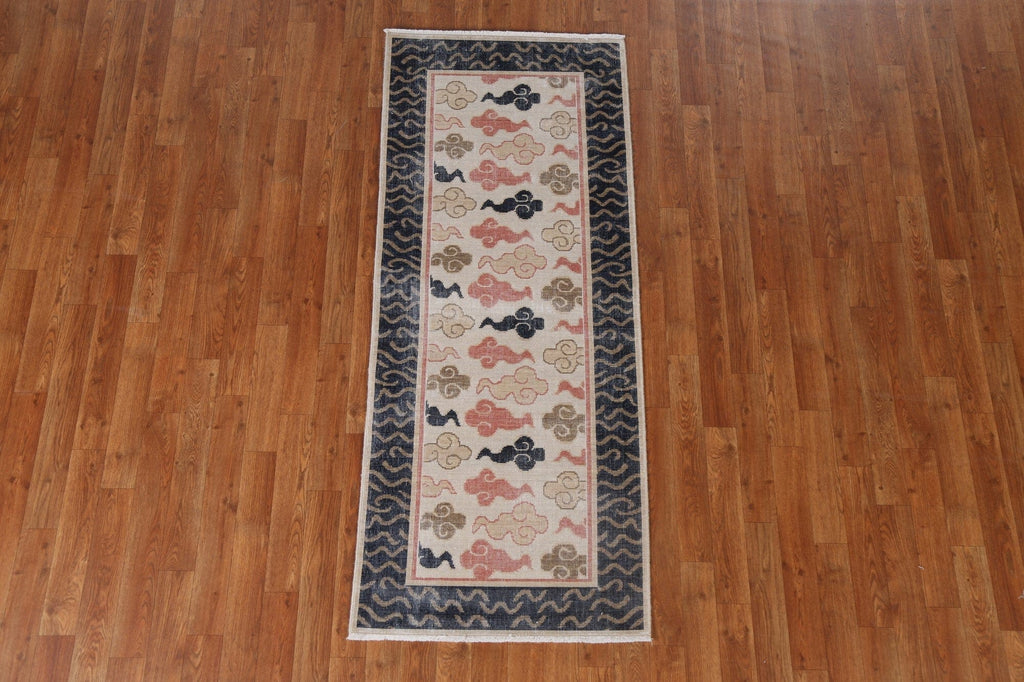 Wool Art Deco Turkish Runner Rug 2x6