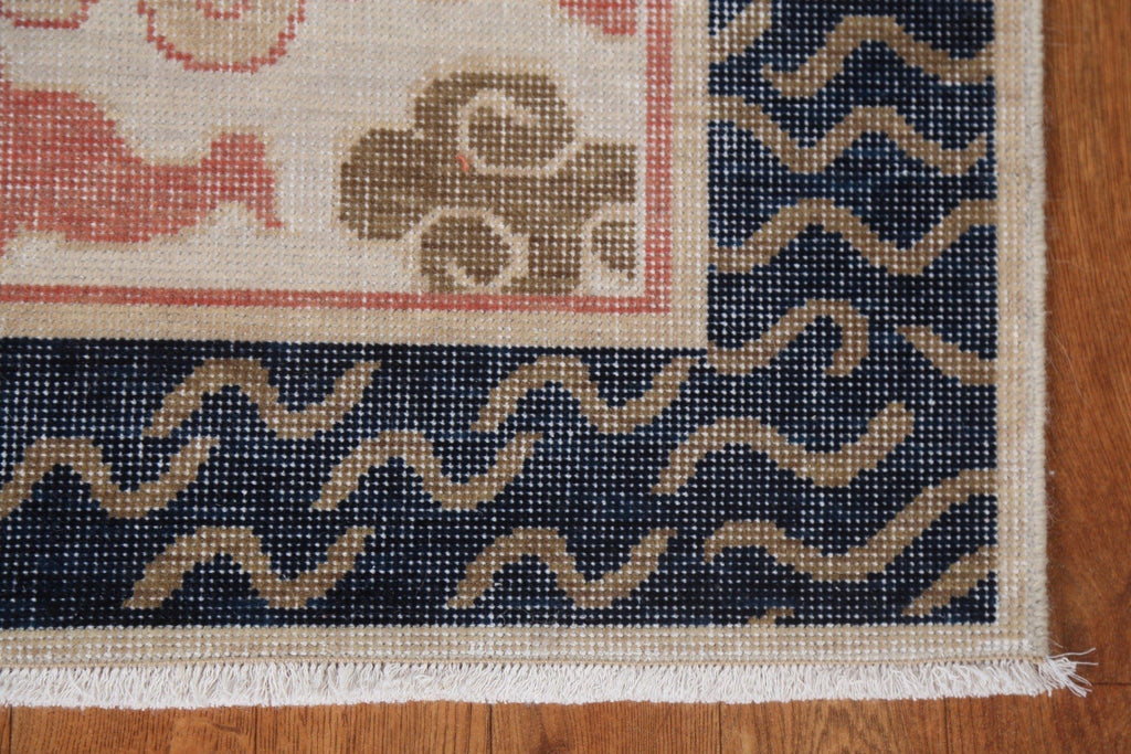 Hand-Knotted Wool Art Deco Turkish Runner Rug 2x6