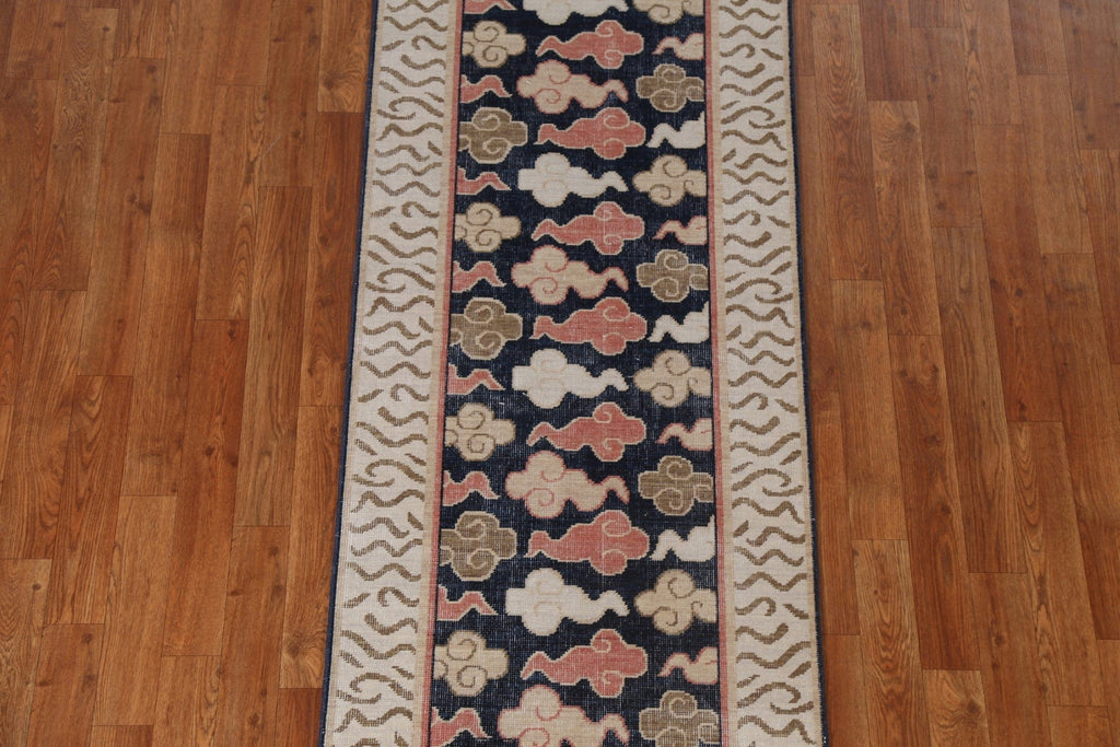 Handmade Wool Art Deco Oriental Runner Rug 2x6