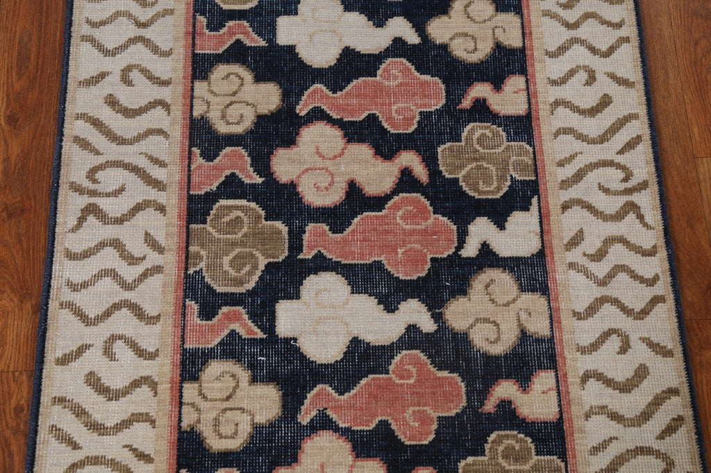 Handmade Wool Art Deco Oriental Runner Rug 2x6