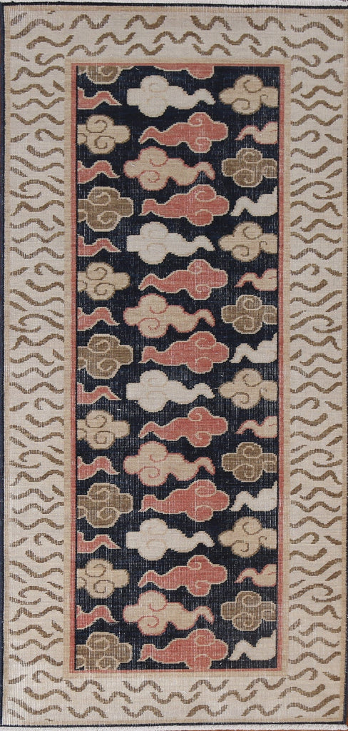 Handmade Wool Art Deco Oriental Runner Rug 2x6