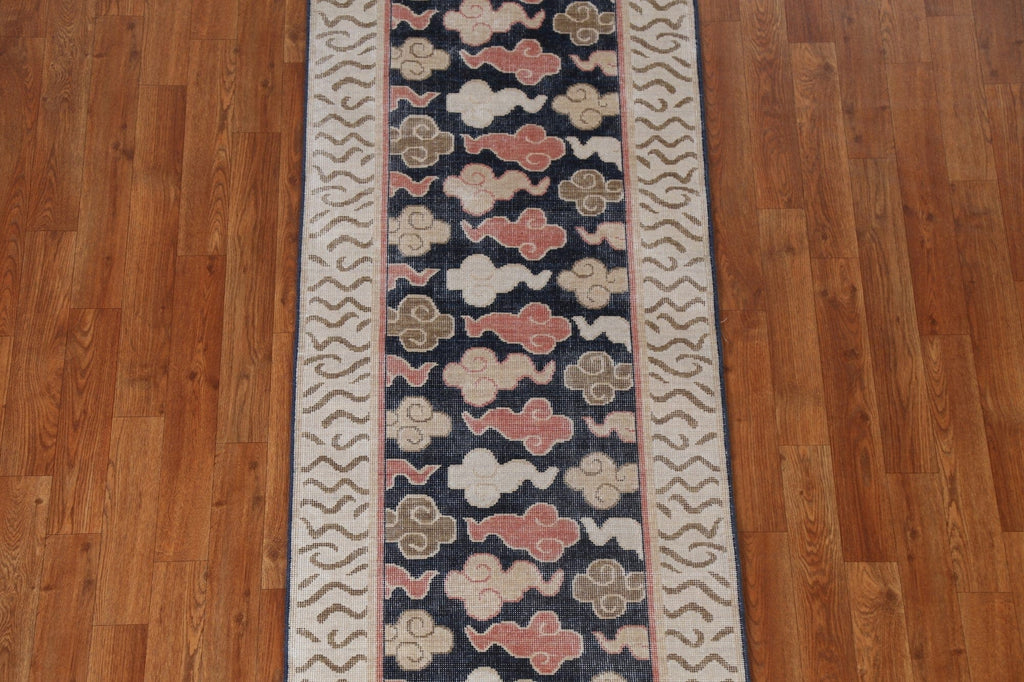 Handmade Wool Art Deco Turkish Runner Rug 2x6