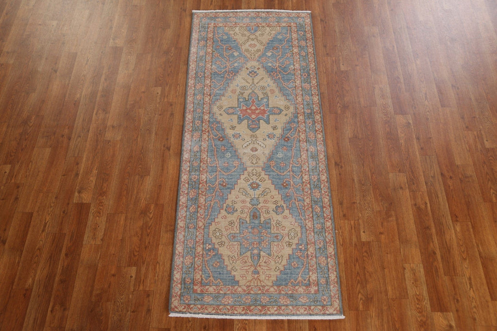 Hand-Knotted Heriz Serapi Turkish Runner Rug 2x6