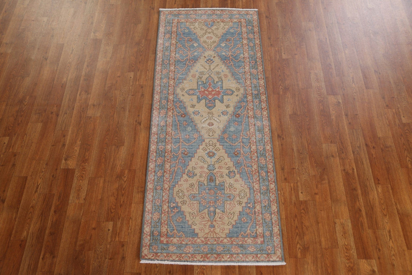 Hand-Knotted Heriz Serapi Turkish Runner Rug 2x6