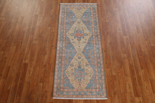 Hand-Knotted Heriz Serapi Turkish Runner Rug 2x6