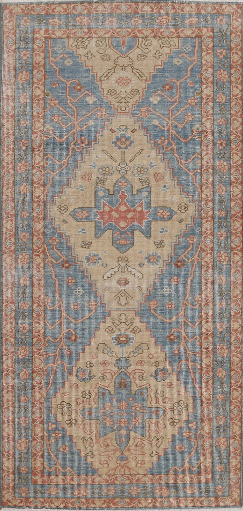 Hand-Knotted Heriz Serapi Turkish Runner Rug 2x6