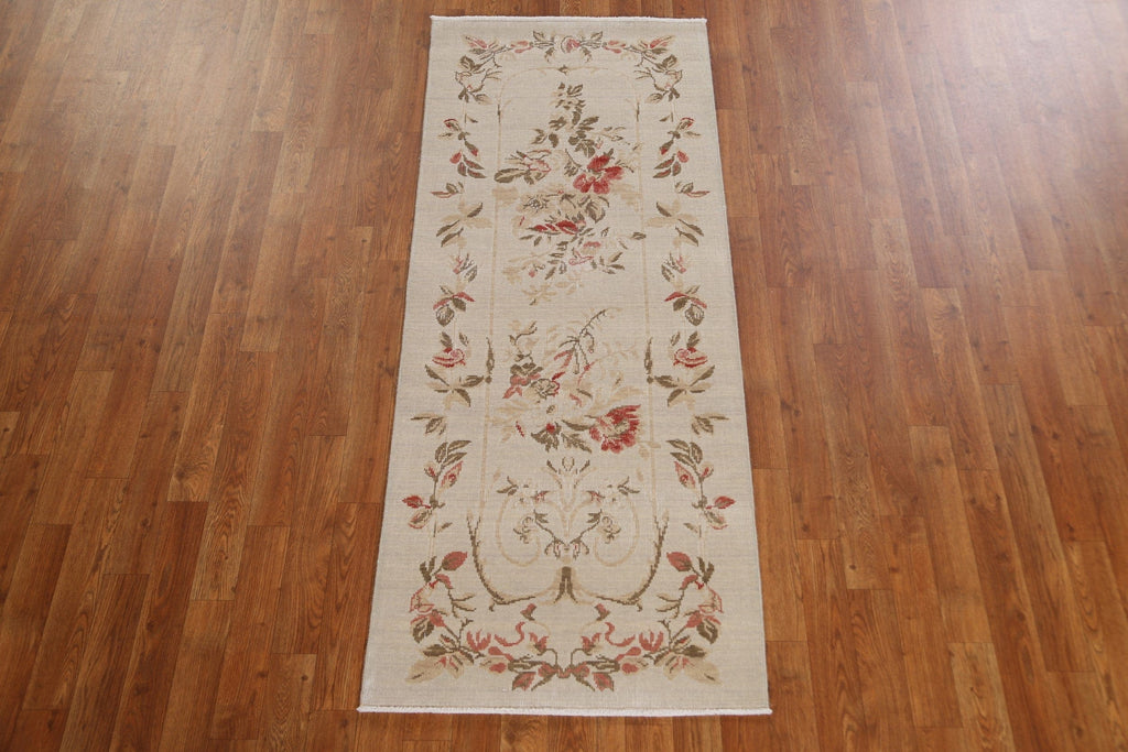 Handmade Aubusson Turkish Runner Rug 2x6