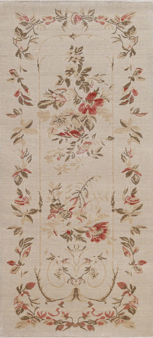 Handmade Aubusson Turkish Runner Rug 2x6