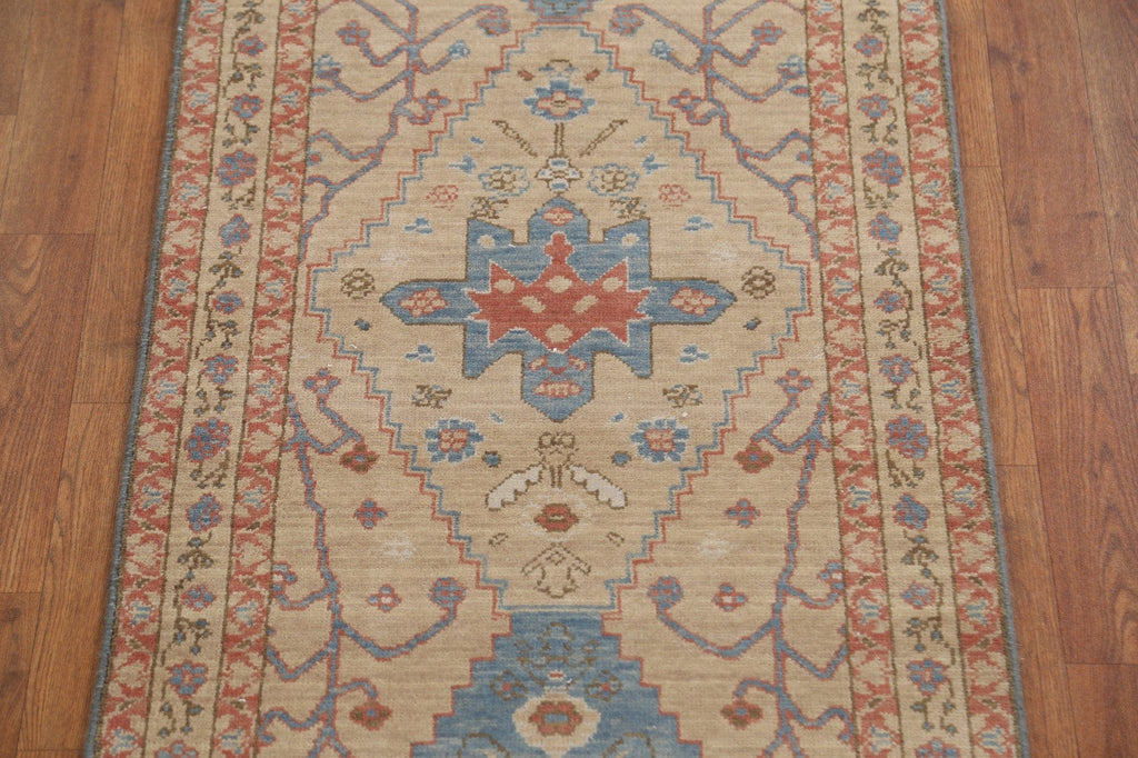 Hand-Knotted Heriz Serapi Turkish Runner Rug 2x6