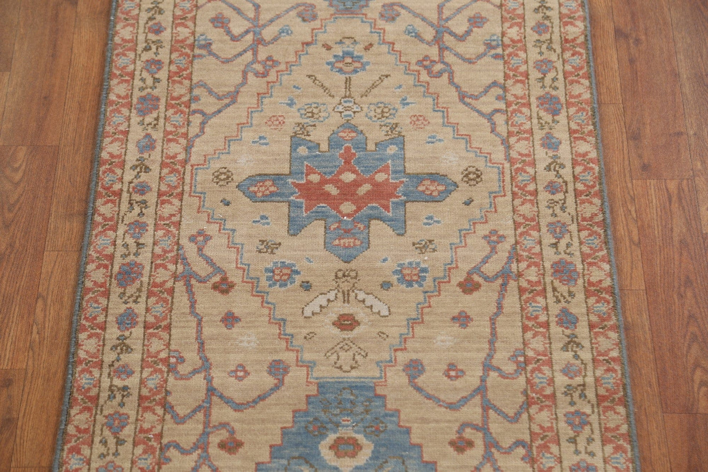 Hand-Knotted Heriz Serapi Turkish Runner Rug 2x6