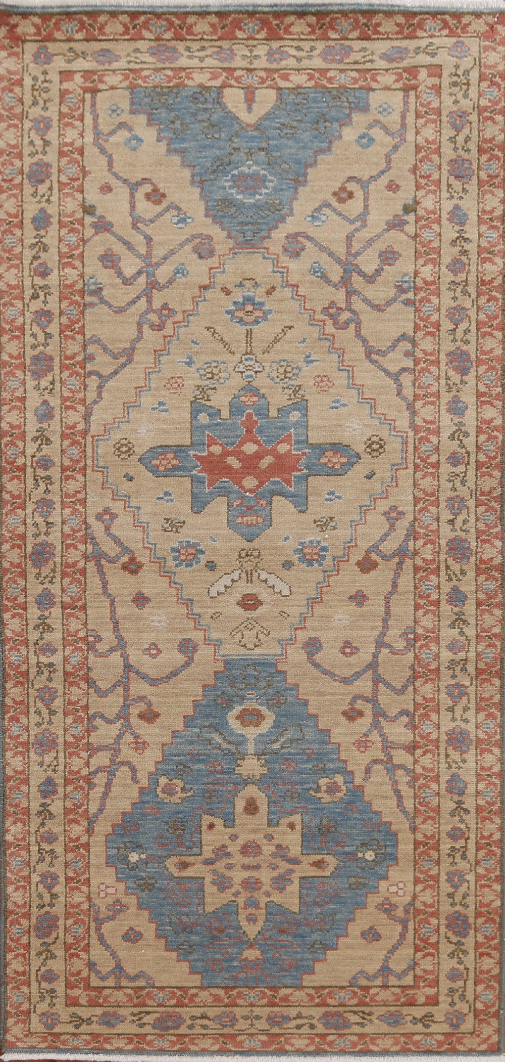 Hand-Knotted Heriz Serapi Turkish Runner Rug 2x6