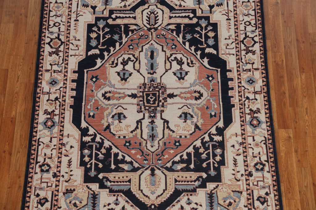 Hand-Knotted Heriz Serapi Turkish Wool Rug 5x7