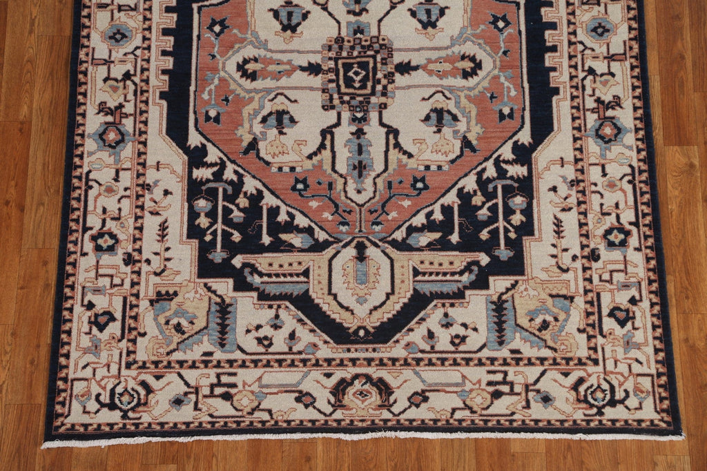 Hand-Knotted Heriz Serapi Turkish Wool Rug 5x7