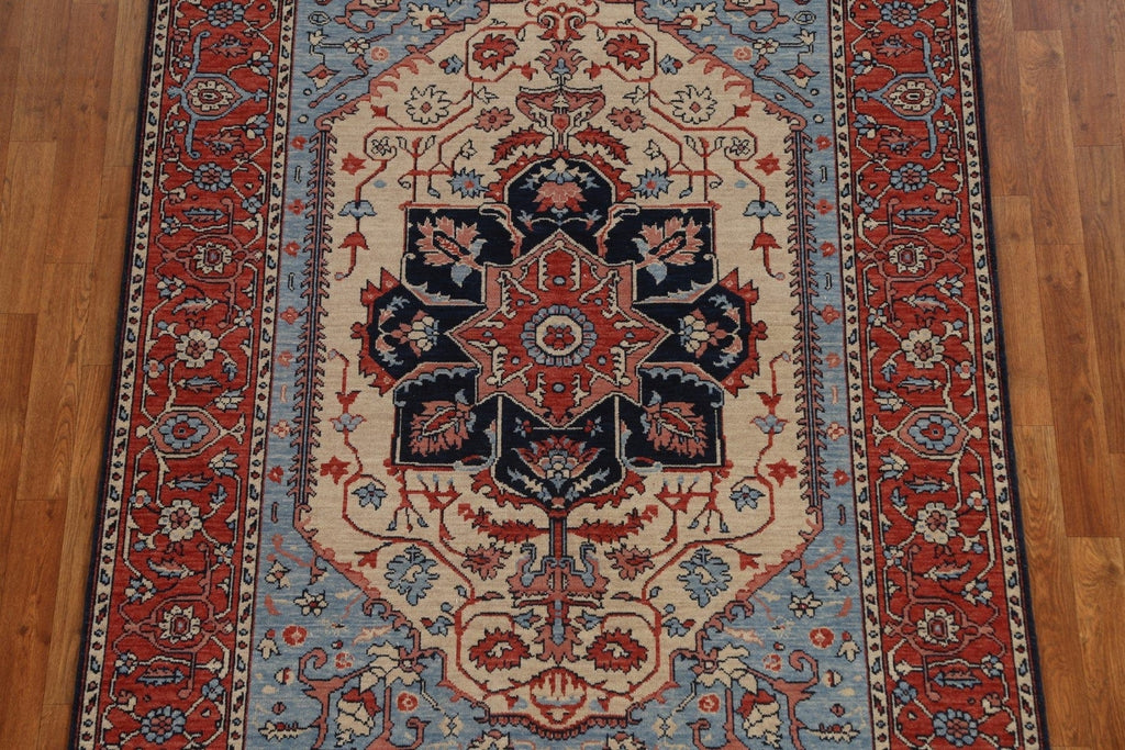 Hand-Knotted Heriz Serapi Turkish Wool Rug 5x7