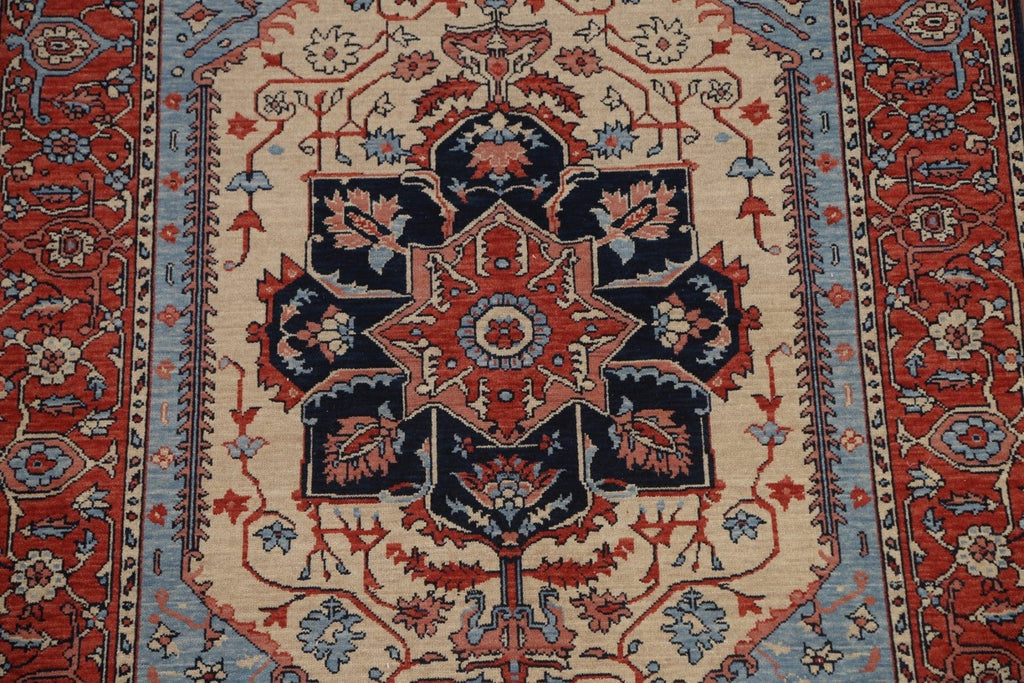 Hand-Knotted Heriz Serapi Turkish Wool Rug 5x7