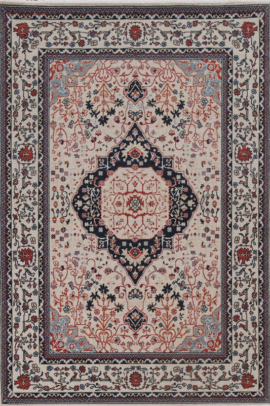 Handmade Wool Kashan Mohtasham Turkish Rug 5x7