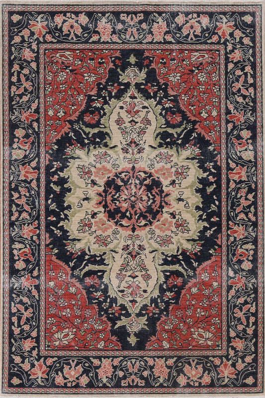 Hand-Knotted Wool Sarouk Farahan Turkish Rug 5x7