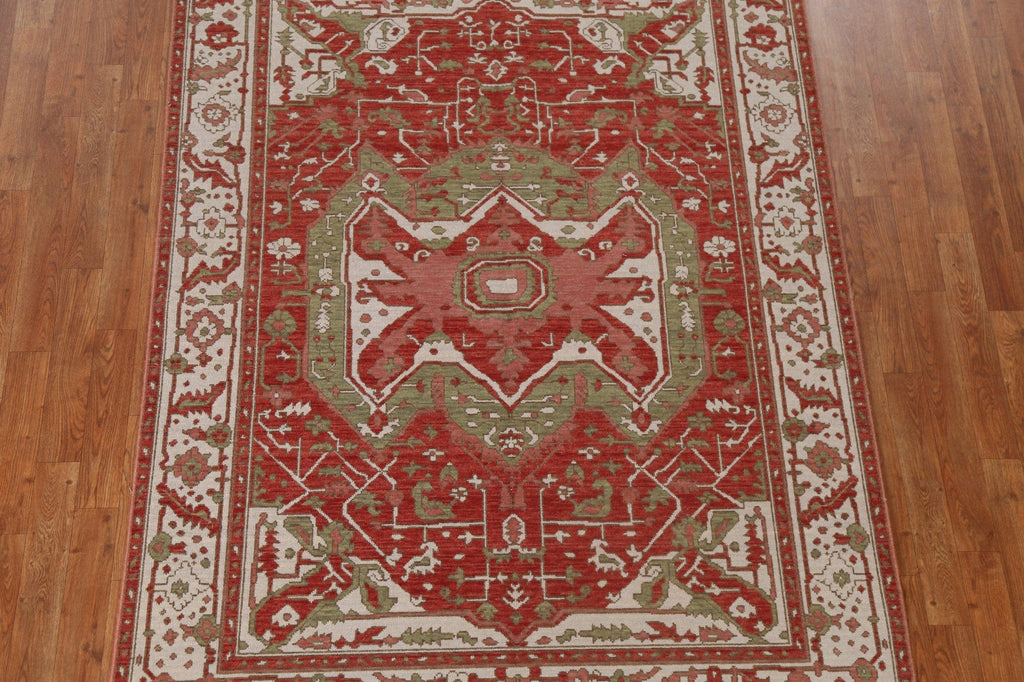 Handmade Red Heriz Serapi Turkish Wool Rug 5x7