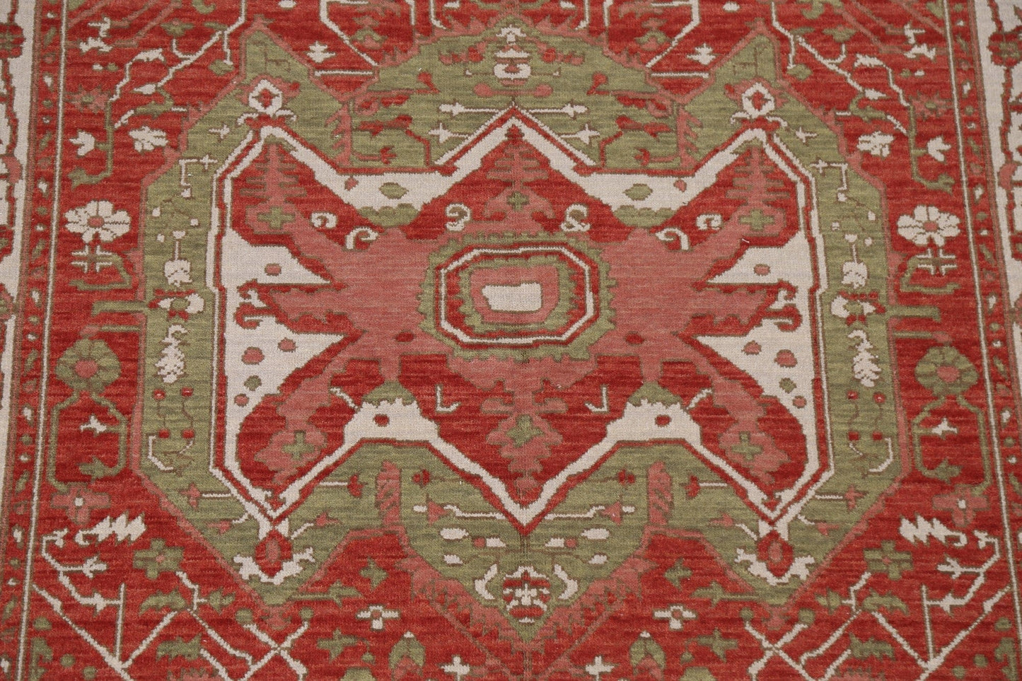 Handmade Red Heriz Serapi Turkish Wool Rug 5x7