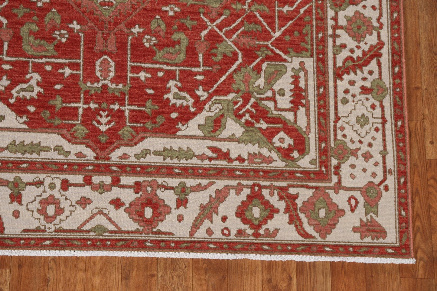 Handmade Red Heriz Serapi Turkish Wool Rug 5x7