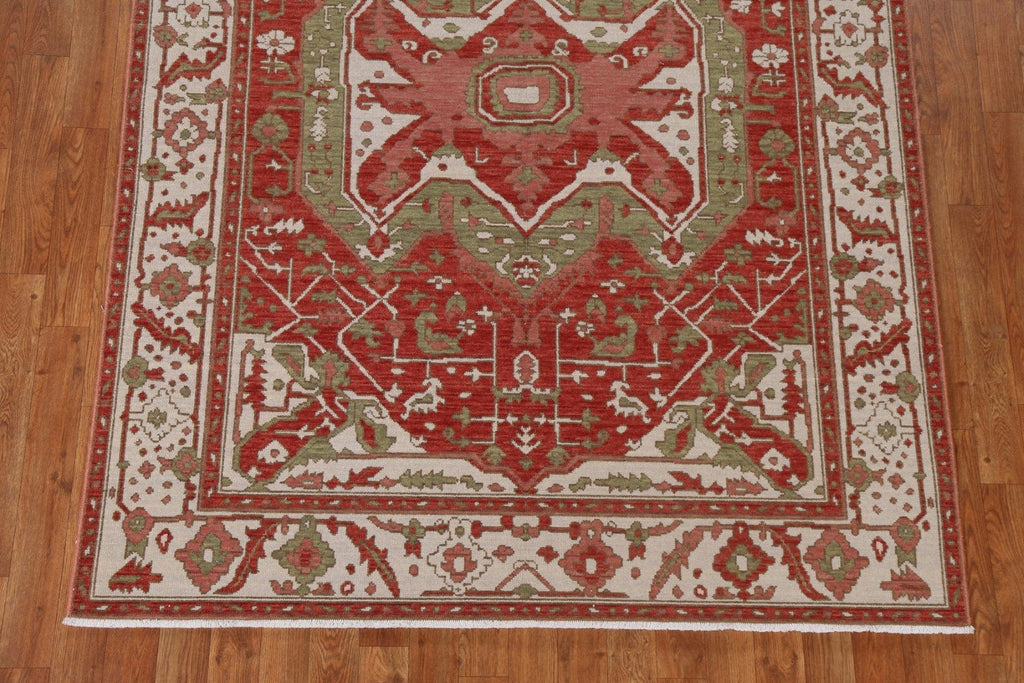 Handmade Red Heriz Serapi Turkish Wool Rug 5x7