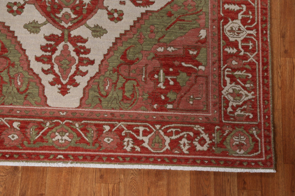 Hand-Knotted Heriz Serapi Turkish Wool Rug 5x7