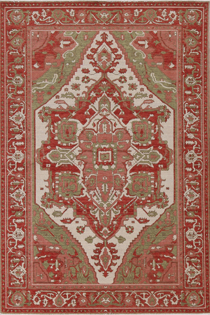 Hand-Knotted Heriz Serapi Turkish Wool Rug 5x7