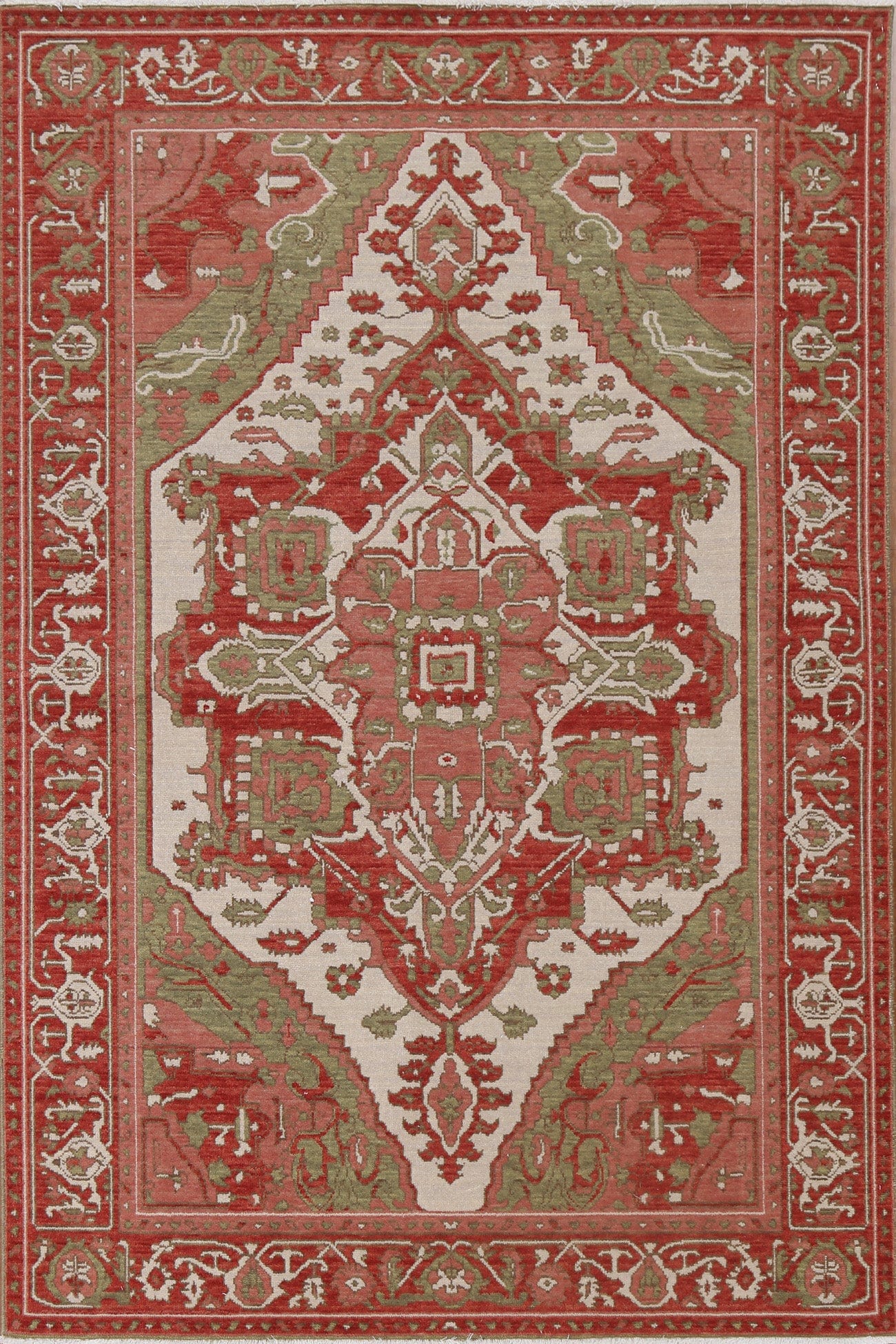 Hand-Knotted Heriz Serapi Turkish Wool Rug 5x7