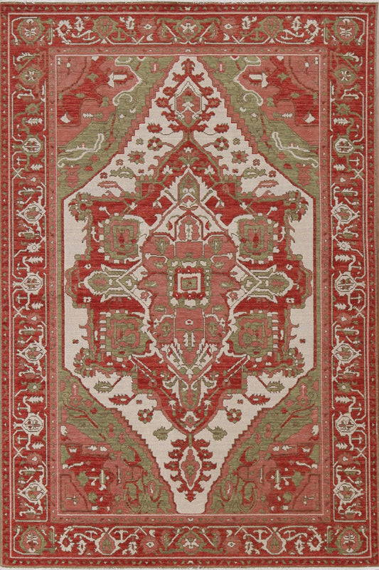 Hand-Knotted Heriz Serapi Turkish Wool Rug 5x7