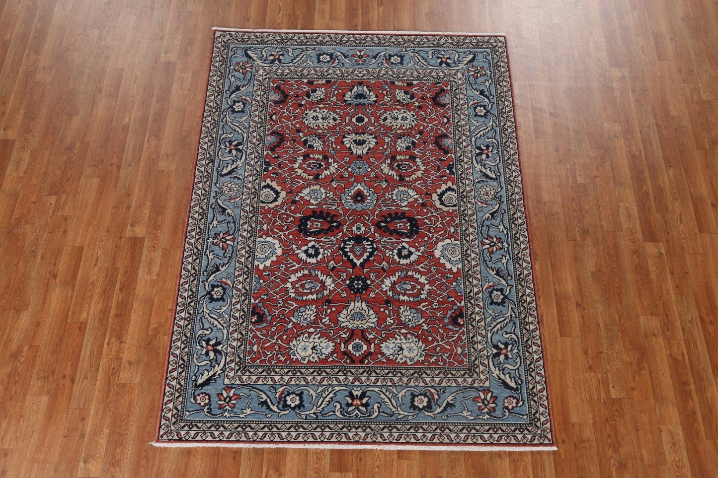 Hand-Knotted Red Ziegler Turkish Wool Rug 5x7