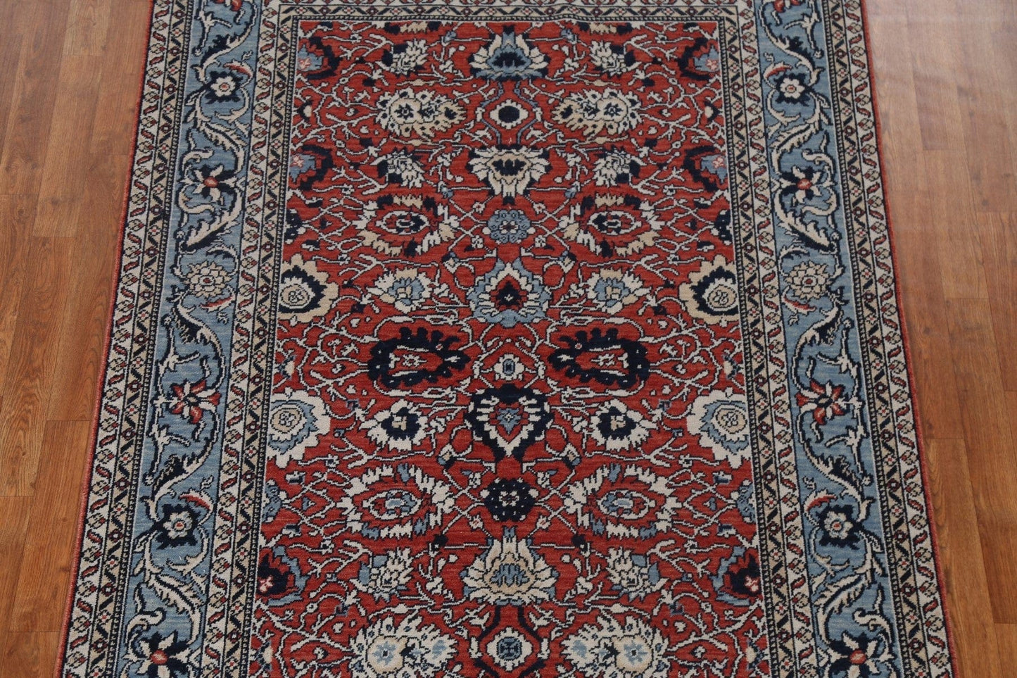 Hand-Knotted Red Ziegler Turkish Wool Rug 5x7