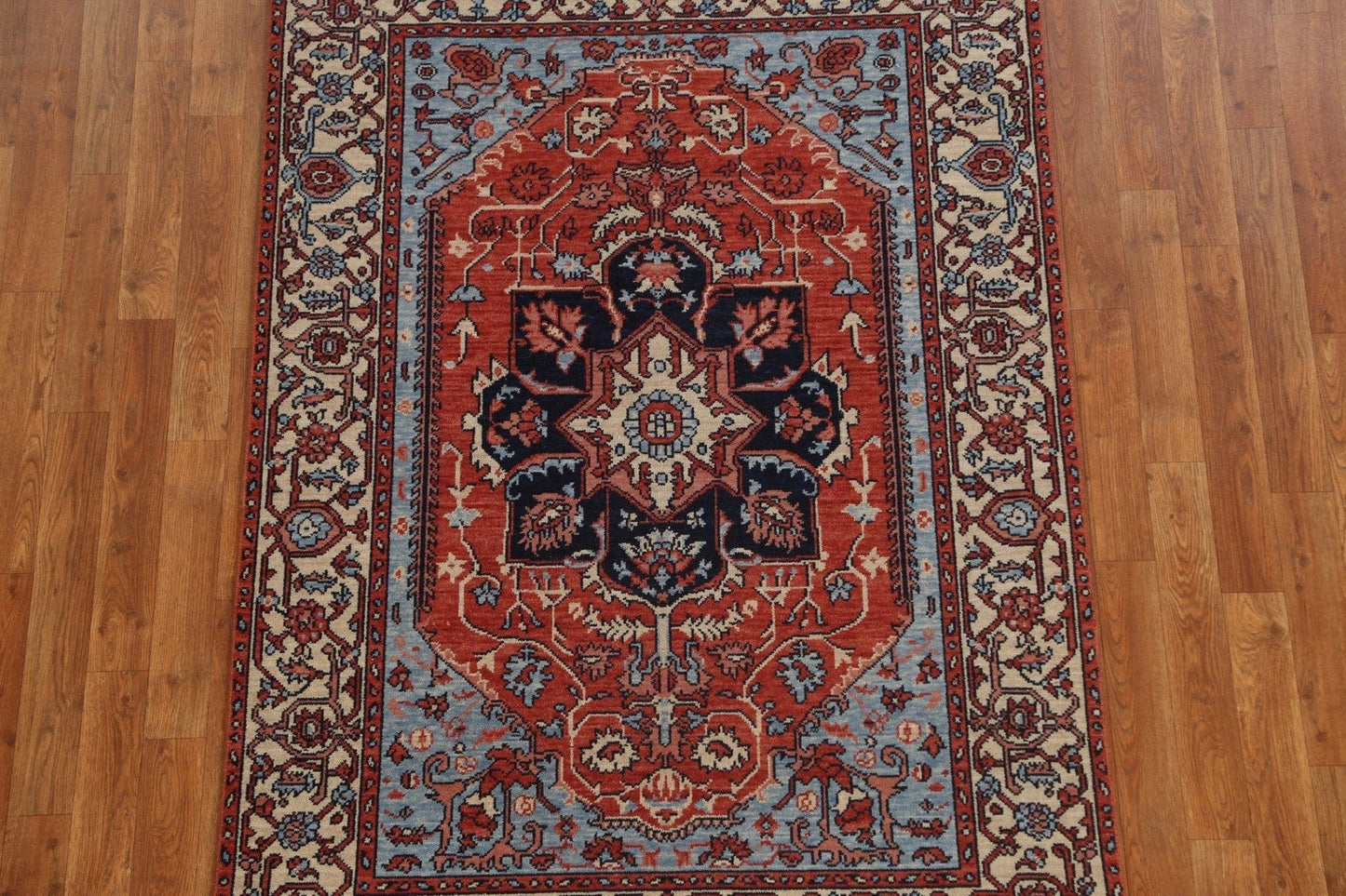 Wool Geometric Heriz Serapi Turkish Area Rug 4x6