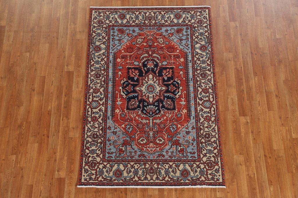 Wool Geometric Heriz Serapi Turkish Area Rug 4x6