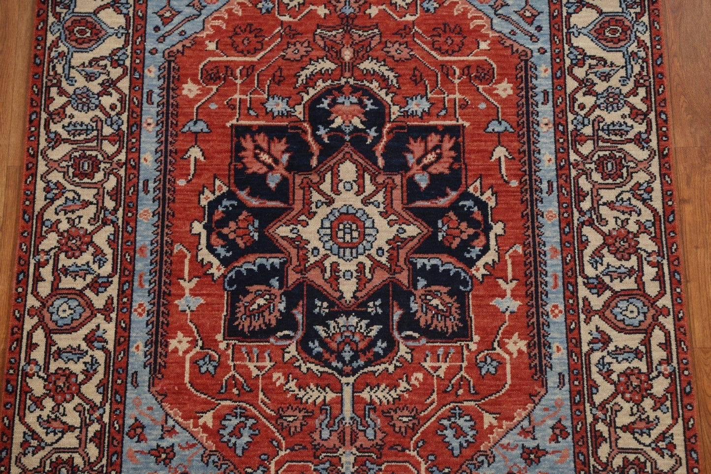 Wool Geometric Heriz Serapi Turkish Area Rug 4x6