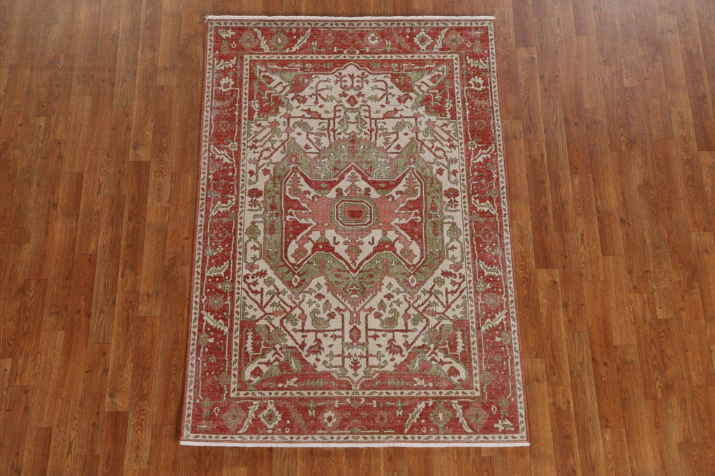 Hand-Knotted Heriz Serapi Turkish  Area Rug 4x6