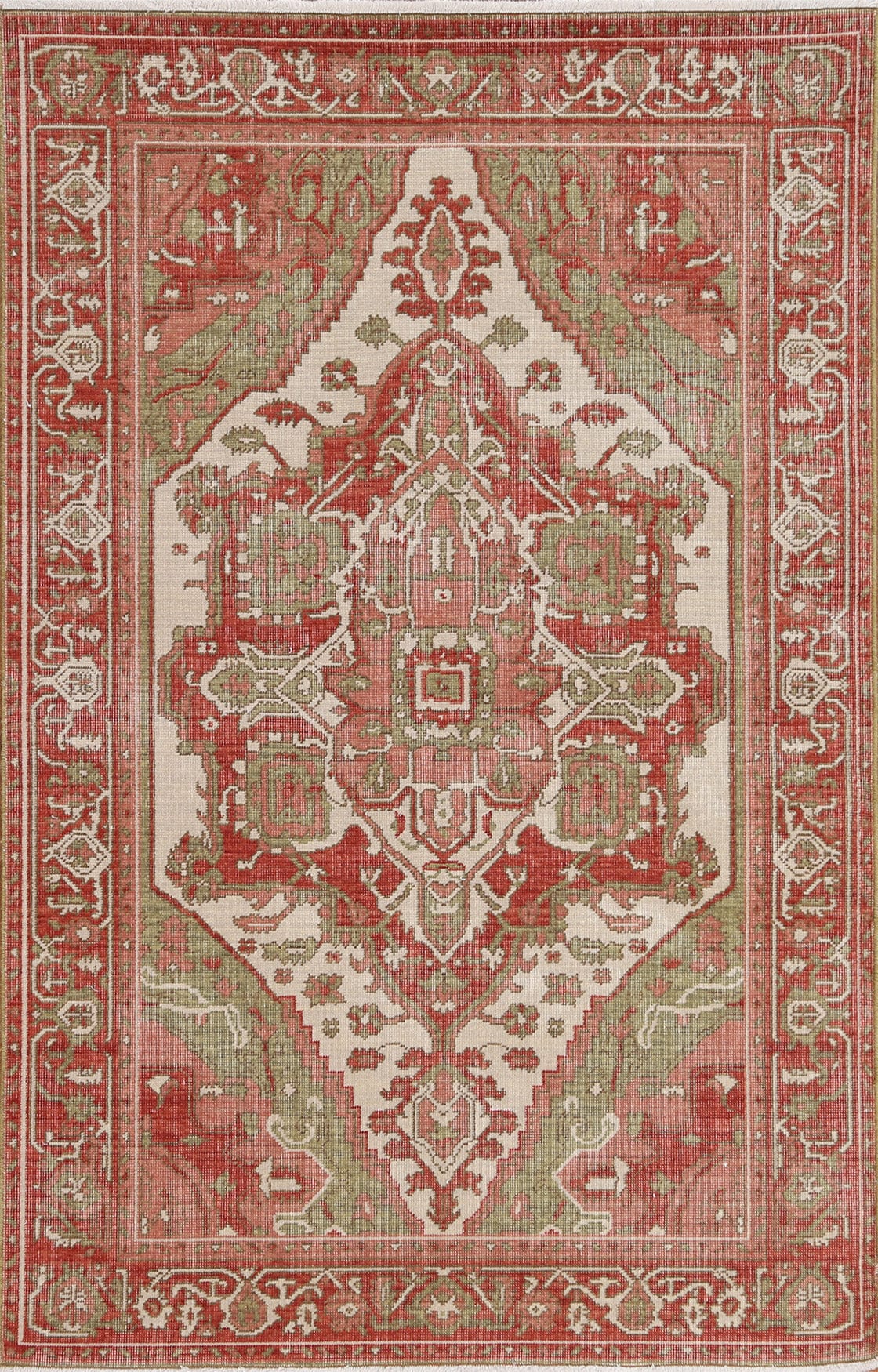 Hand-Knotted Heriz Serapi Turkish Wool Rug 4x6