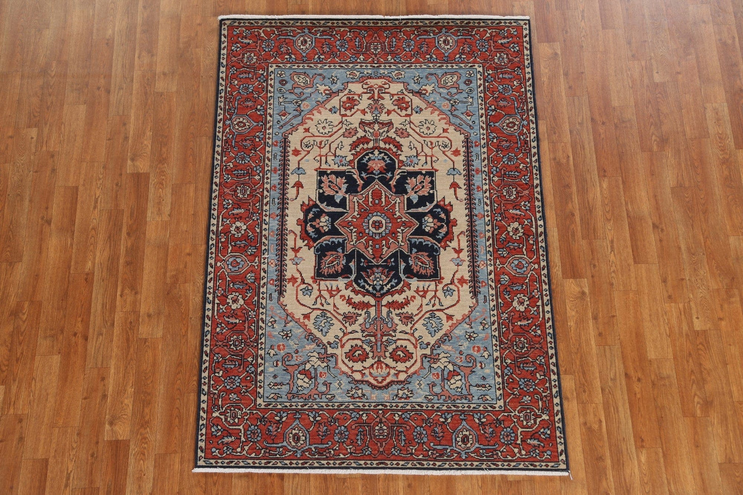 Geometric Heriz Serapi Turkish Area Rug 4x6