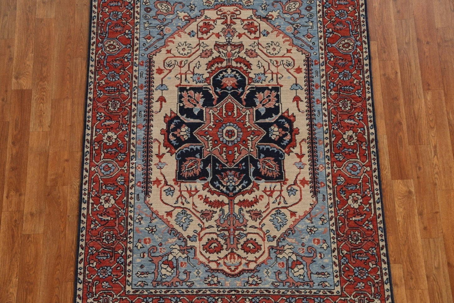 Geometric Heriz Serapi Turkish Area Rug 4x6