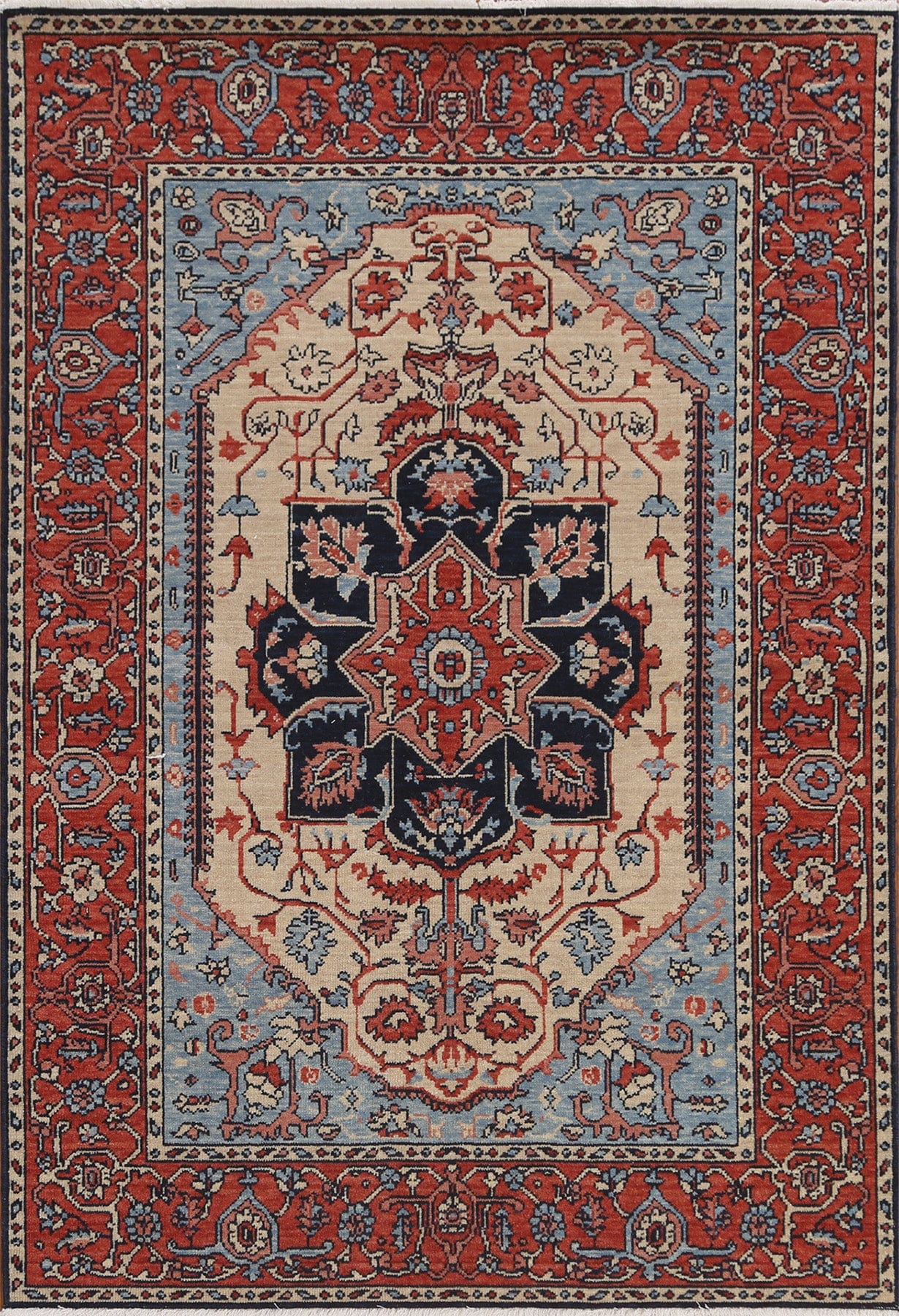 Geometric Heriz Serapi Turkish Area Rug 4x6