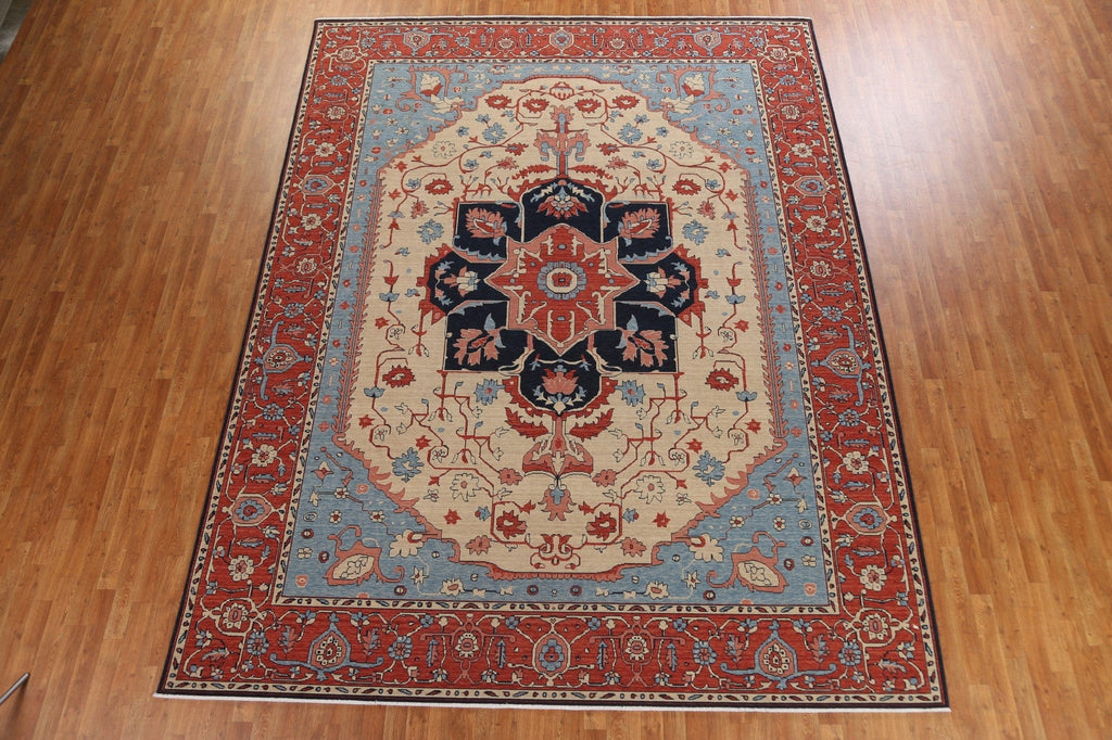 Floral Wool Heriz Serapi Oriental Area Rug 10x13