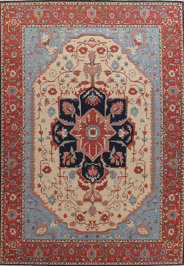 Floral Wool Heriz Serapi Oriental Area Rug 10x13